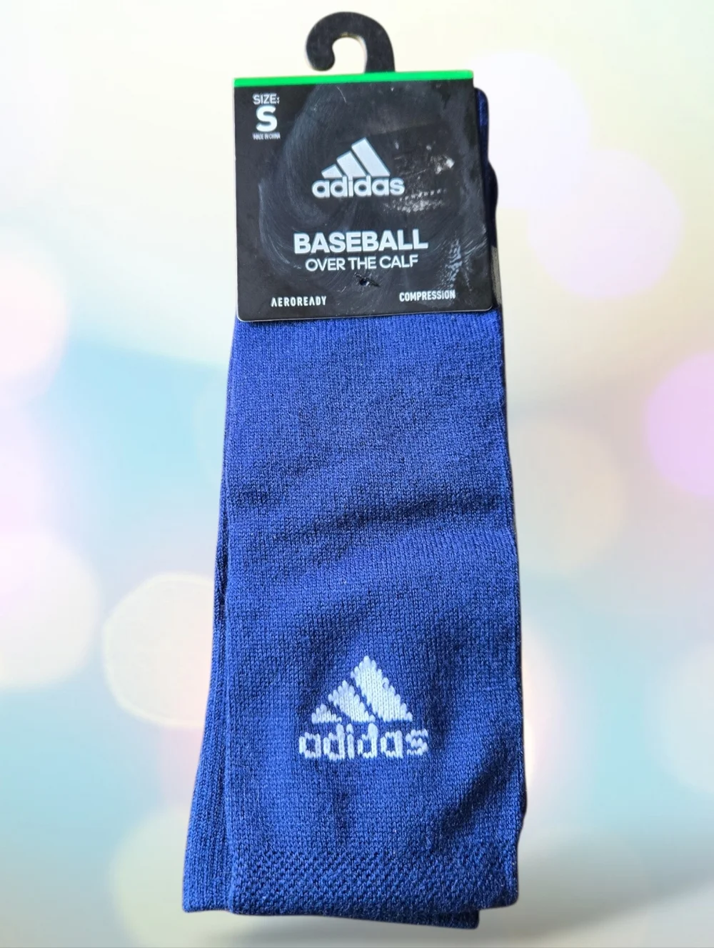 New Mens ADIDAS Blue Team Baseball Over The Calf Compression Socks Size S